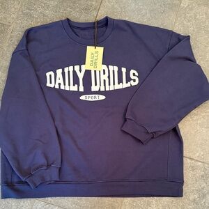 NWT Daily Drills unisex sports crewneck, Navy, size XS/S